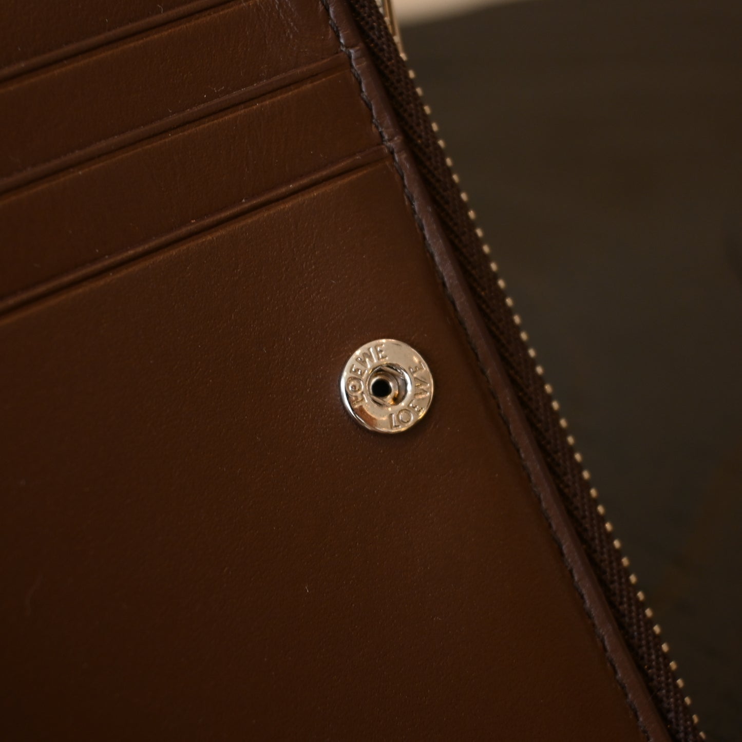 Loewe Anagram Slim Compact Wallet Brown