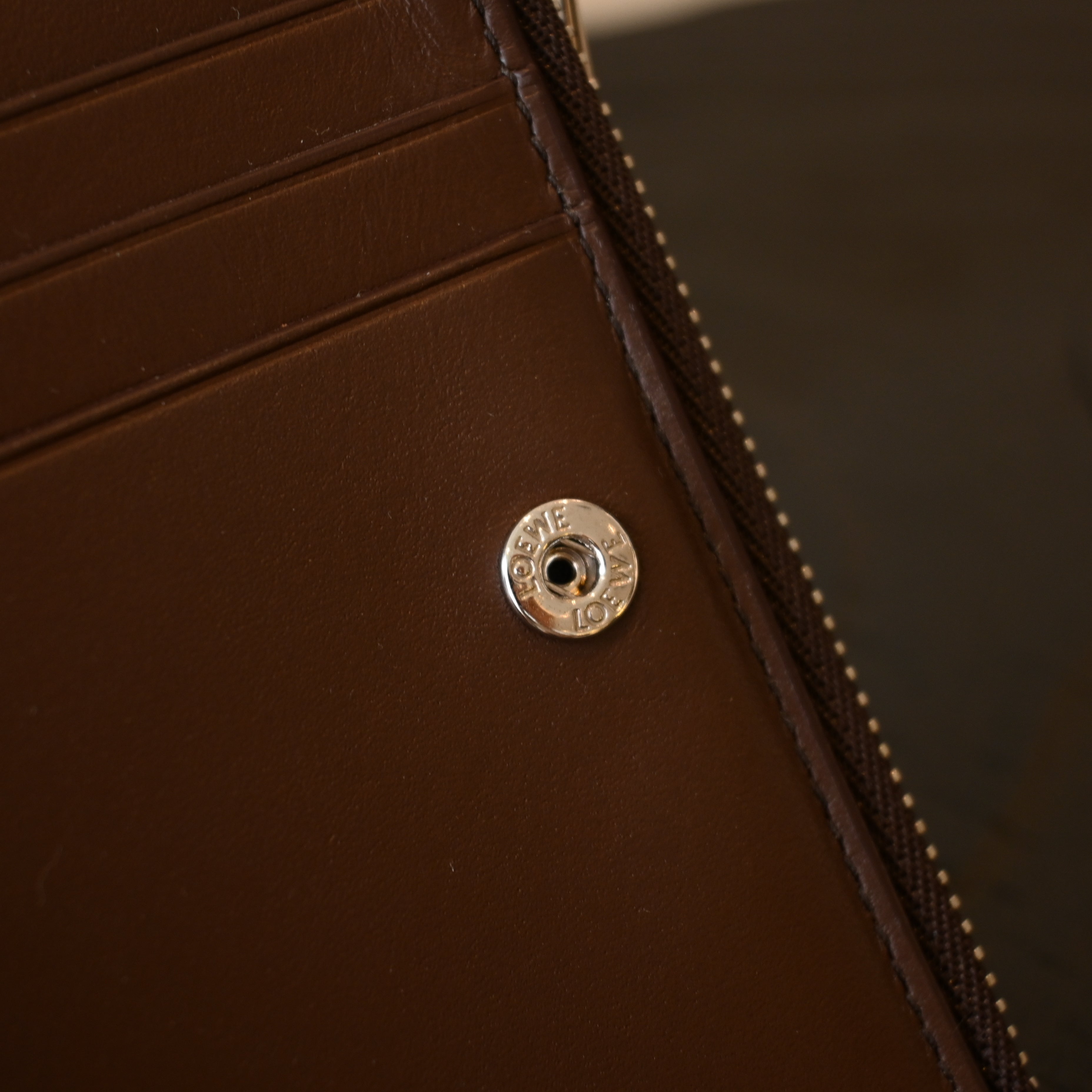 Loewe Anagram Slim Compact Wallet Brown - Leluxe Vintage Sdn. Bhd.