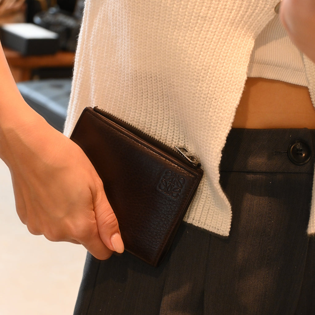 Loewe Anagram Slim Compact Wallet Brown - Leluxe Vintage Sdn. Bhd.