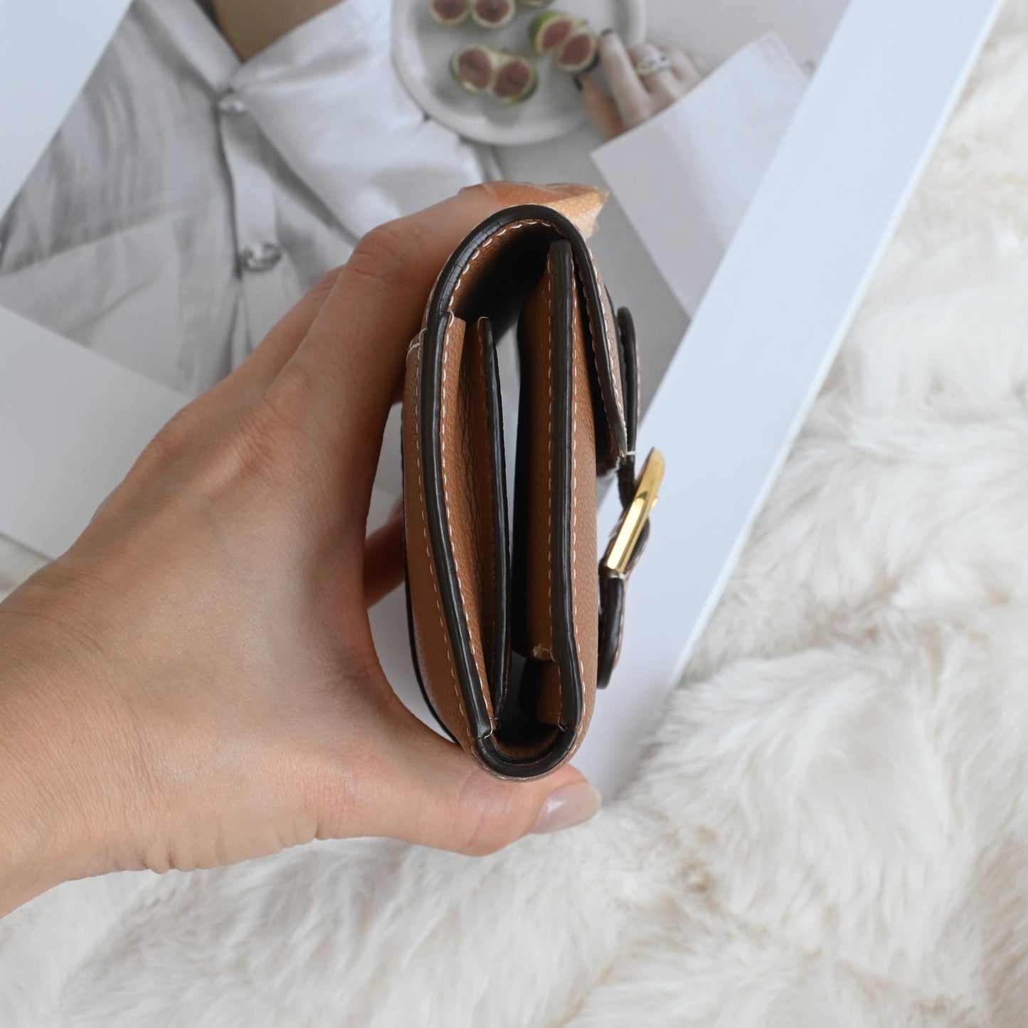 Delvaux Brilliant Compact Wallet Vegetal