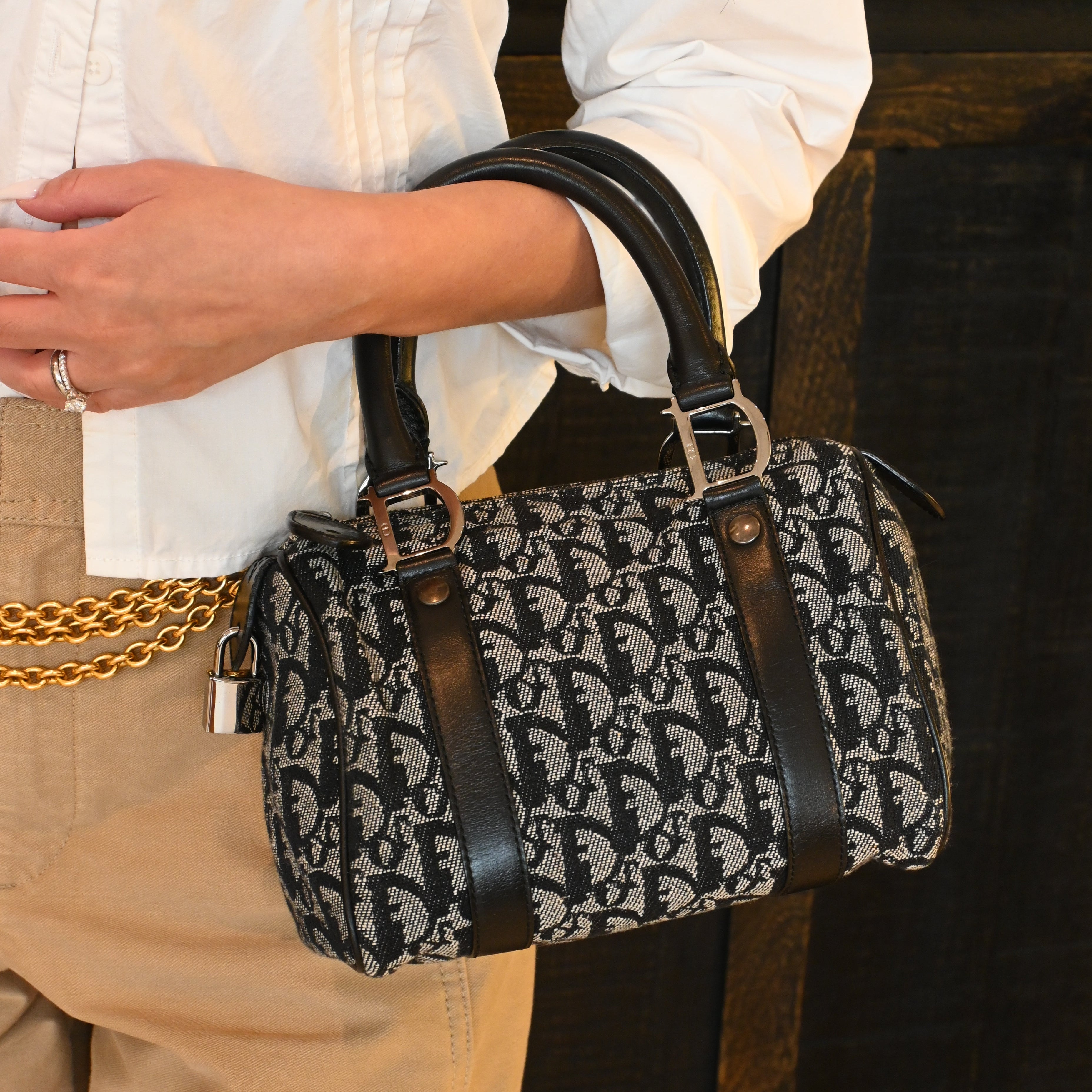 Christian Dior Trotter Monogram Mini Boston Bag