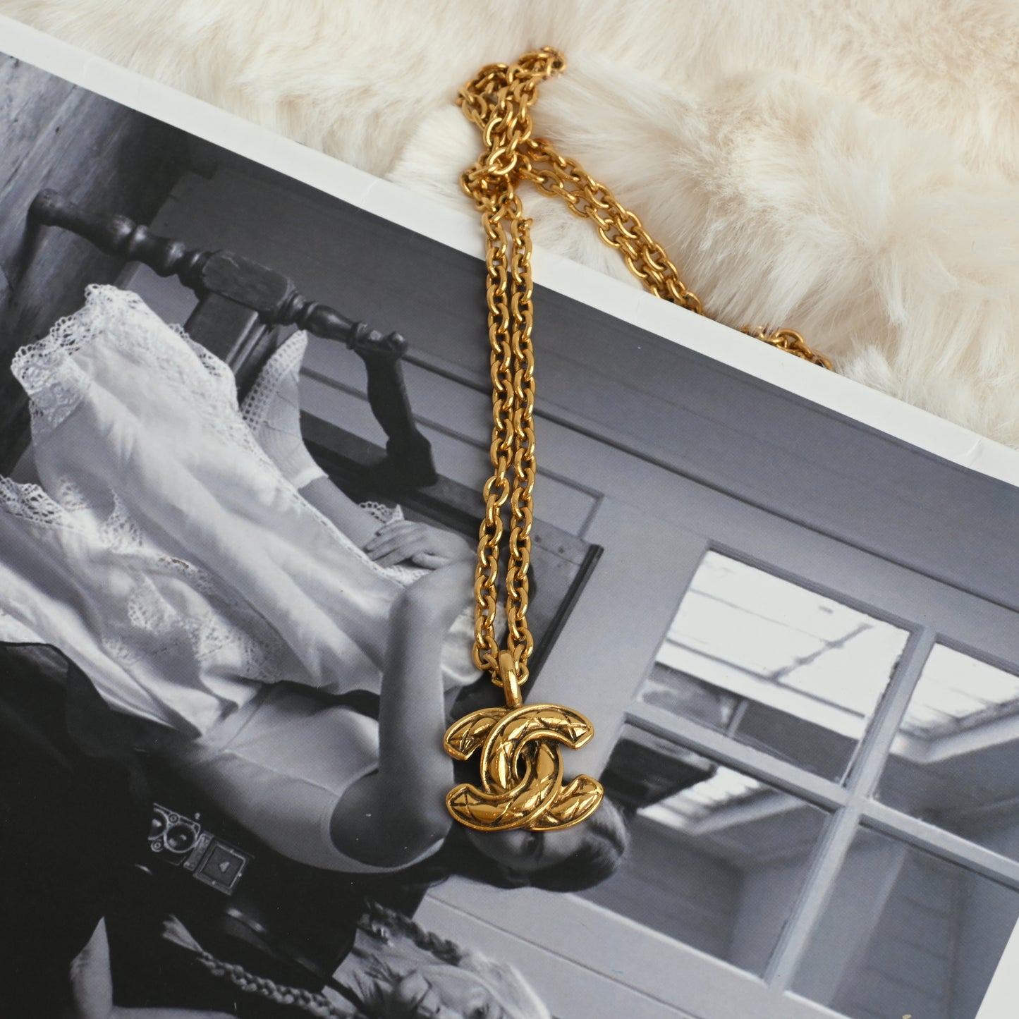 Chanel Coco Mark Matelasse CC Necklace