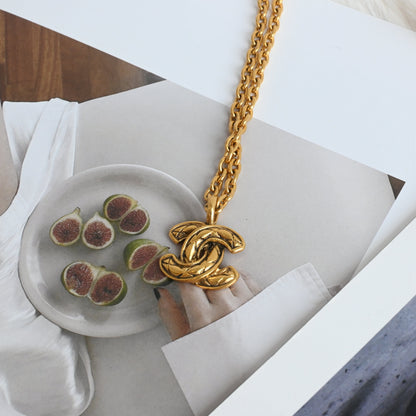 Chanel Coco Mark Matelasse CC Necklace