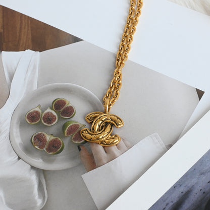 Chanel Coco Mark Matelasse CC Necklace