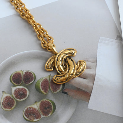 Chanel Coco Mark Matelasse CC Necklace