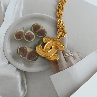 Chanel Coco Mark Matelasse CC Necklace