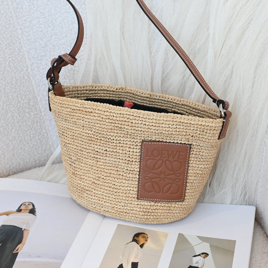 Loewe Anagram Parrot Pochette Bag Raffia