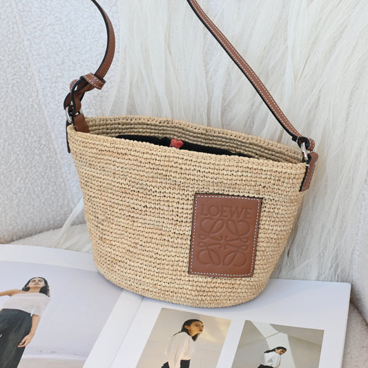 Loewe Anagram Parrot Pochette Bag Raffia