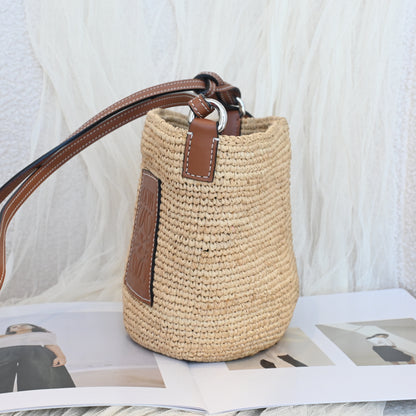 Loewe Anagram Parrot Pochette Bag Raffia