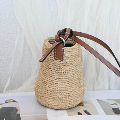 Loewe Anagram Parrot Pochette Bag Raffia