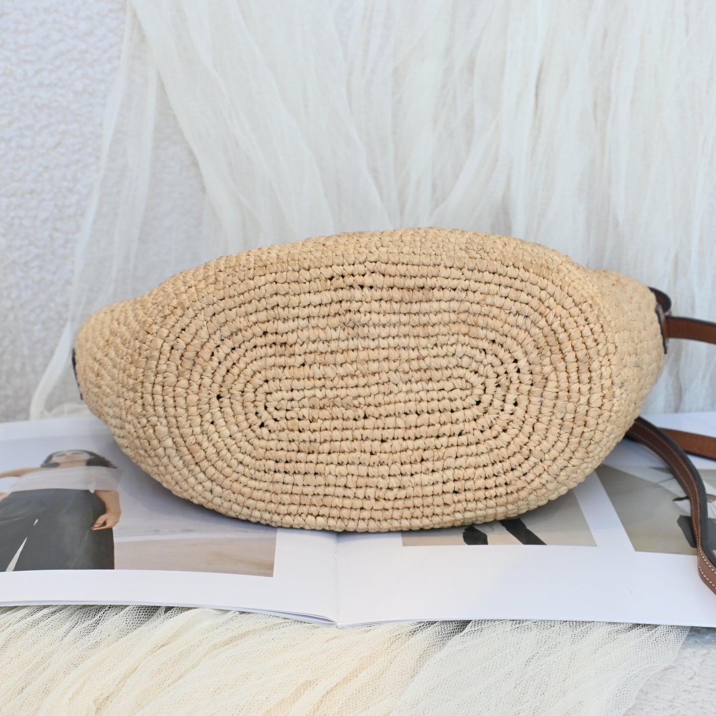 Loewe Anagram Parrot Pochette Bag Raffia