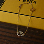 F is Fendi Crystal Logo Gold Tone Link Bracelet - Leluxe Vintage Sdn. Bhd.