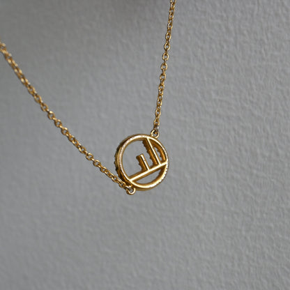 F is Fendi Crystal Logo Gold Tone Link Bracelet