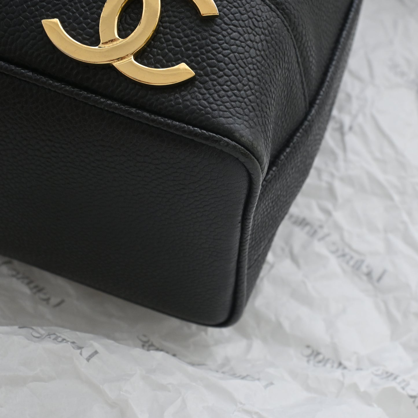 Chanel Triple Logo CC Bucket Bag with Gold Crush