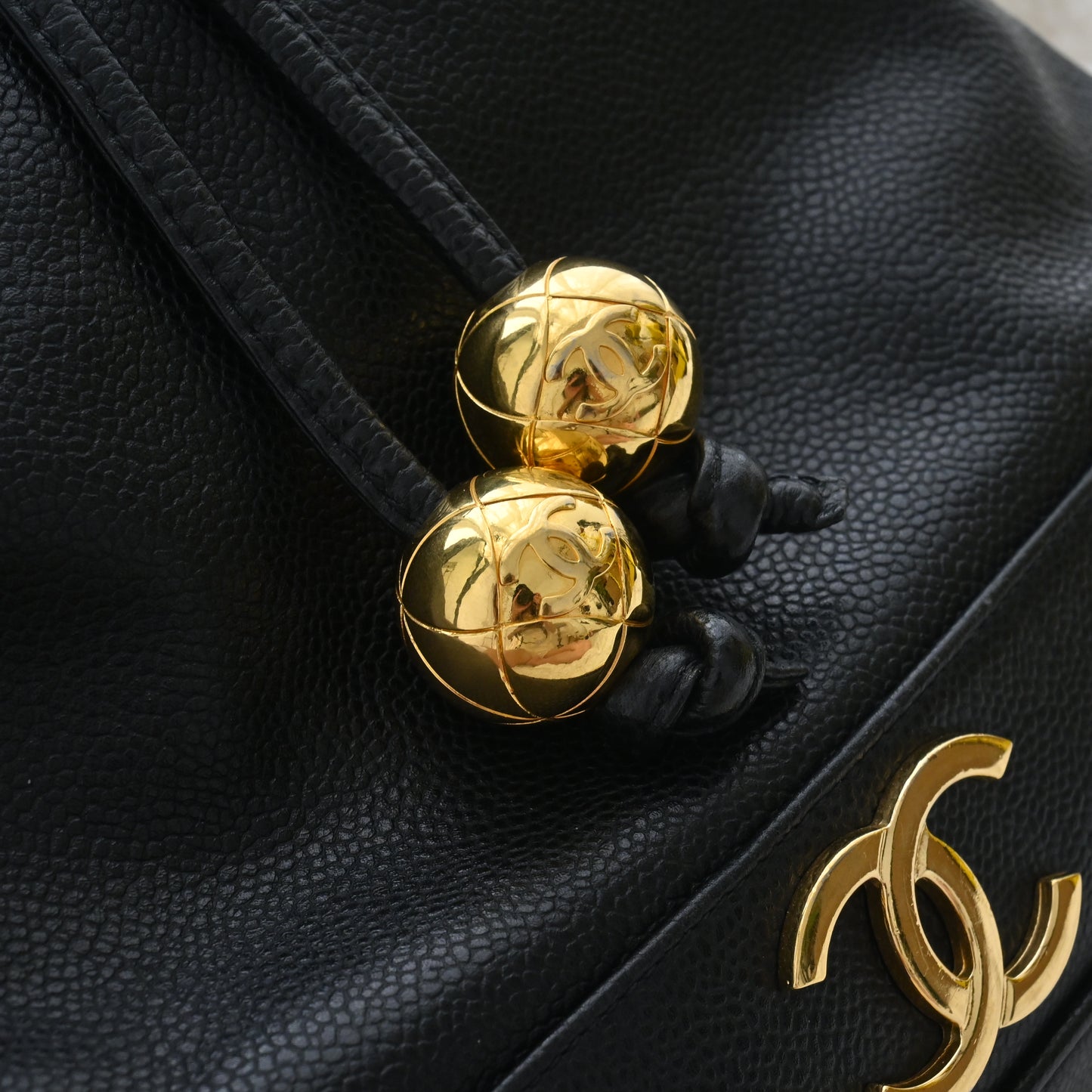 Chanel Triple Logo CC Bucket Bag with Gold Crush