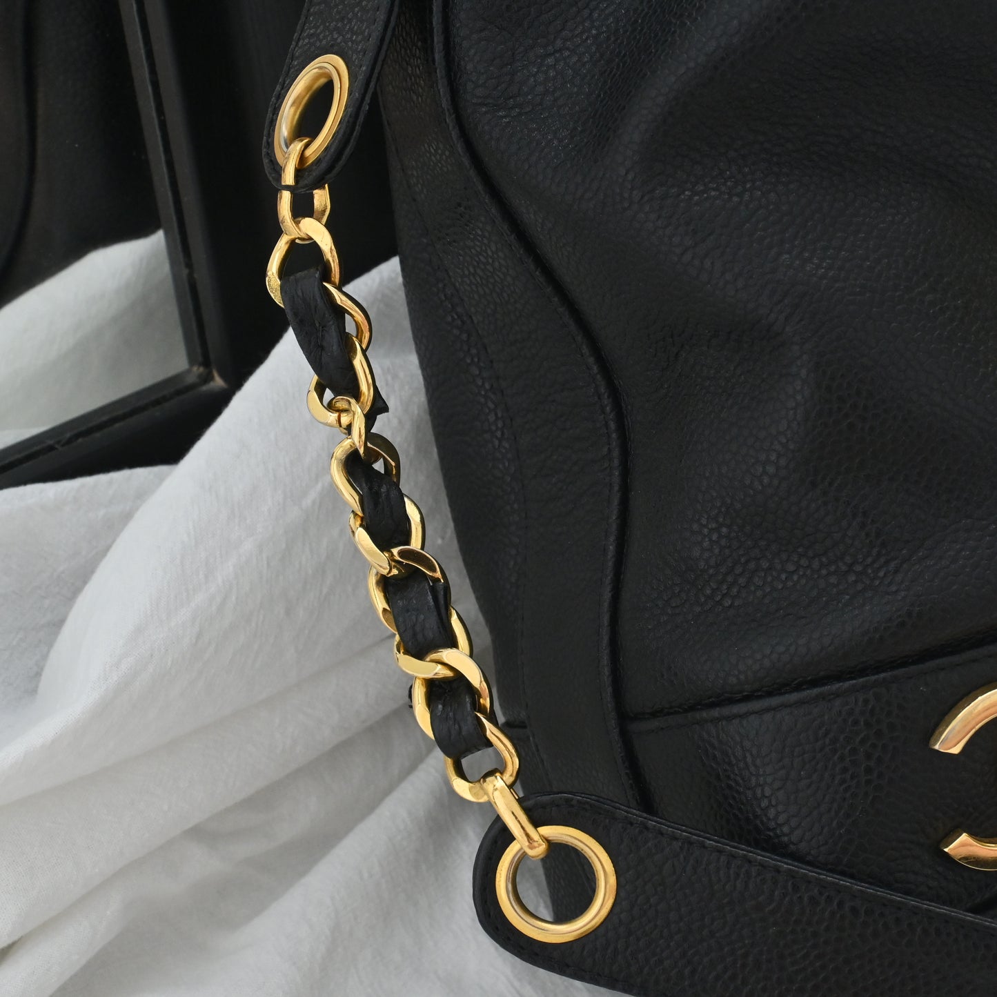 Chanel Triple Logo CC Bucket Bag with Gold Crush