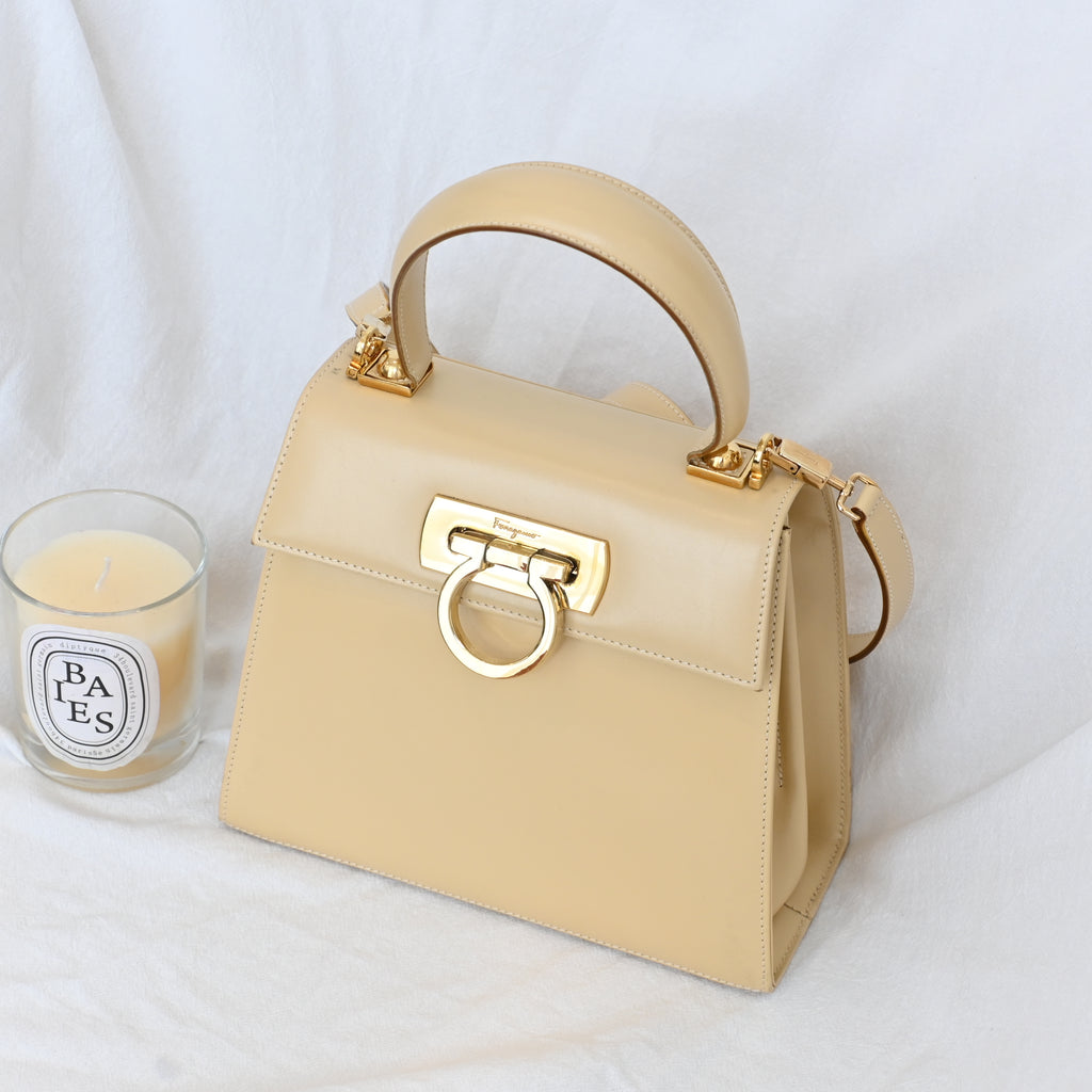 Salvatore Ferragamo Small Gancini Kelly Beige - Leluxe Vintage Sdn. Bhd.