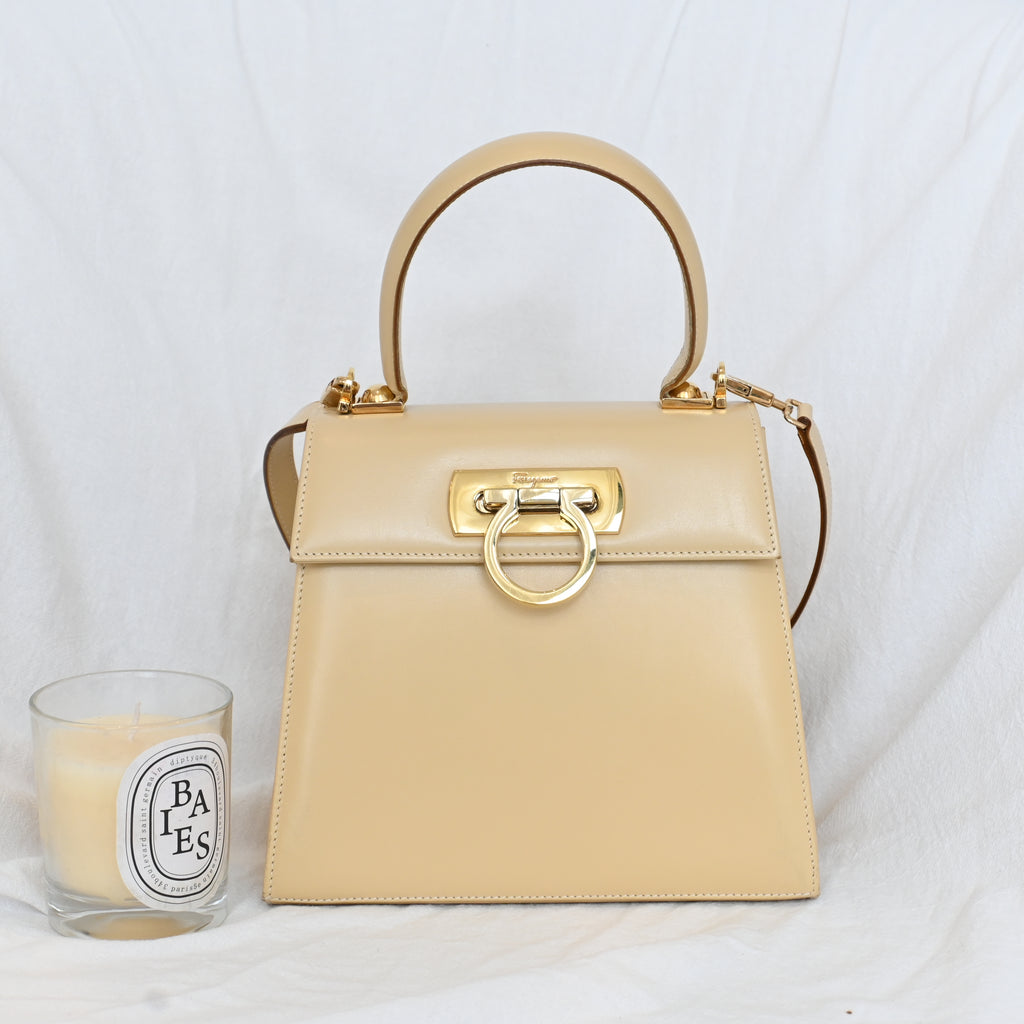 Salvatore Ferragamo Small Gancini Kelly Beige - Leluxe Vintage Sdn. Bhd.