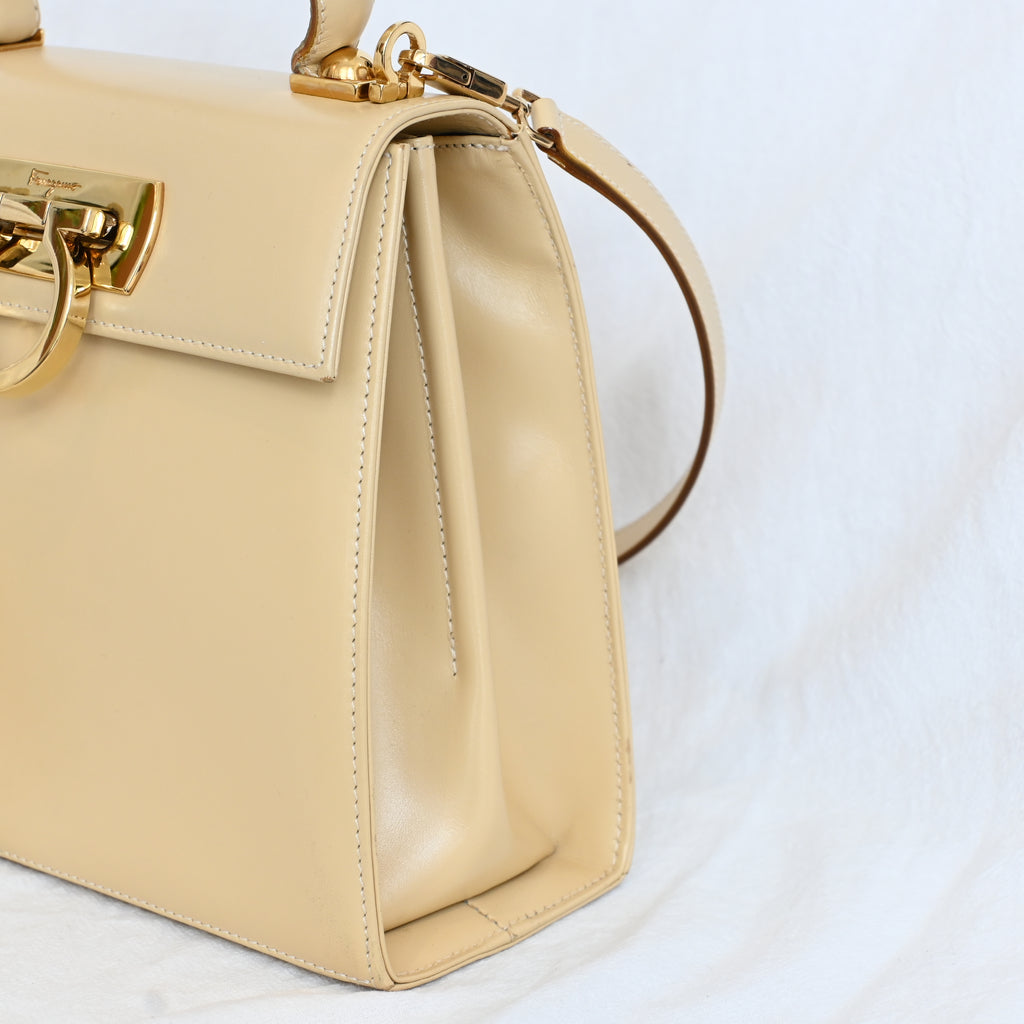 Salvatore Ferragamo Small Gancini Kelly Beige - Leluxe Vintage Sdn. Bhd.