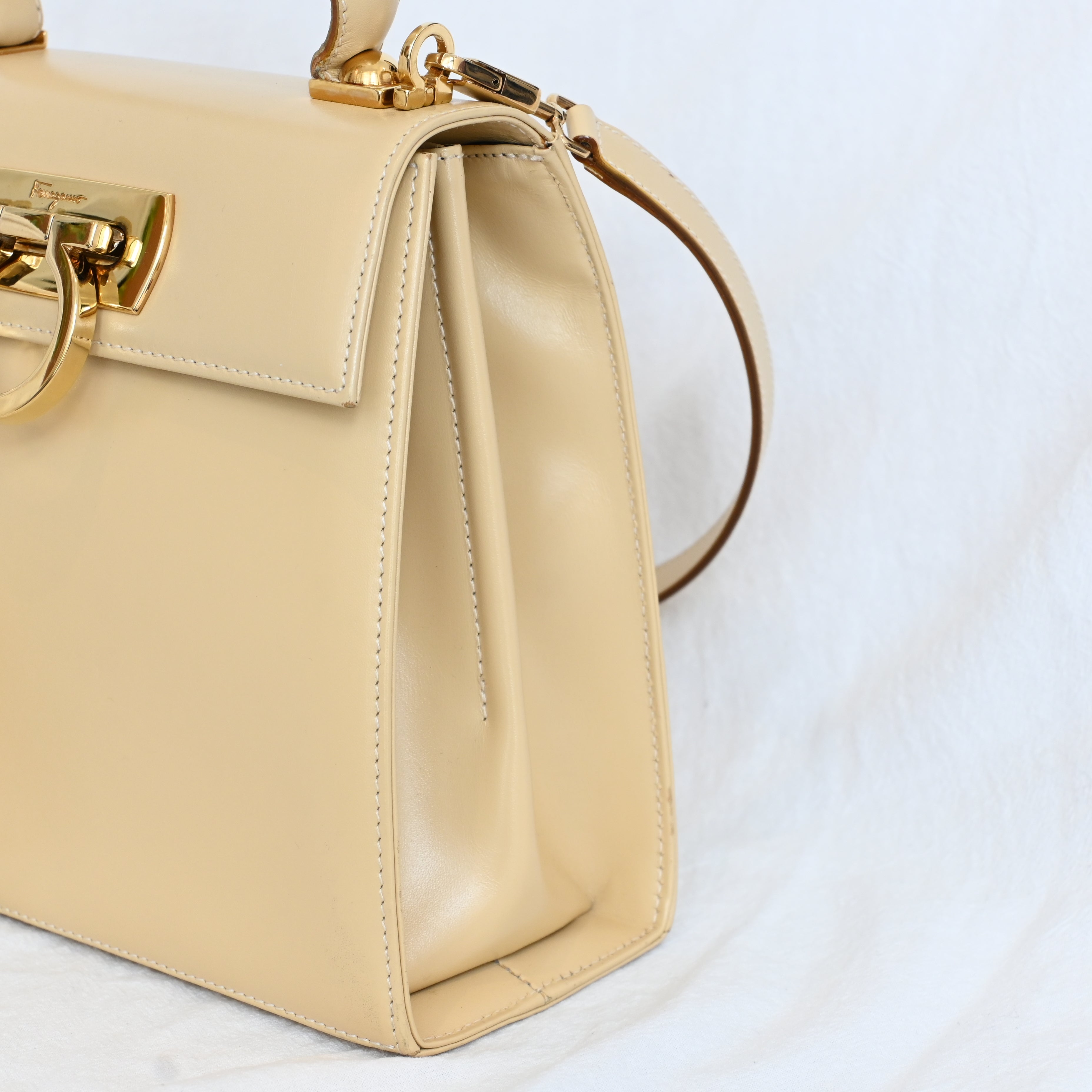 Salvatore Ferragamo Small Gancini Kelly Beige - Leluxe Vintage Sdn. Bhd.