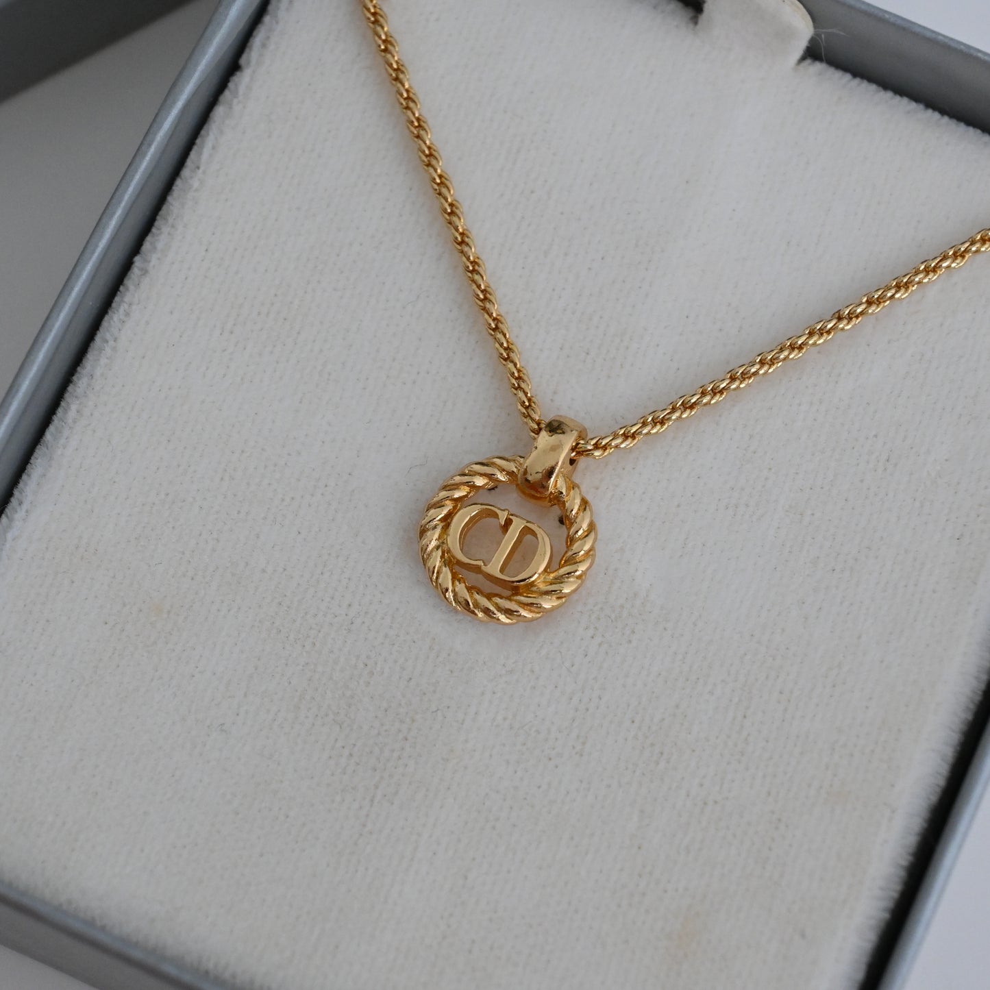 Christian Dior CD Circle Gold Plated Vintage Necklace