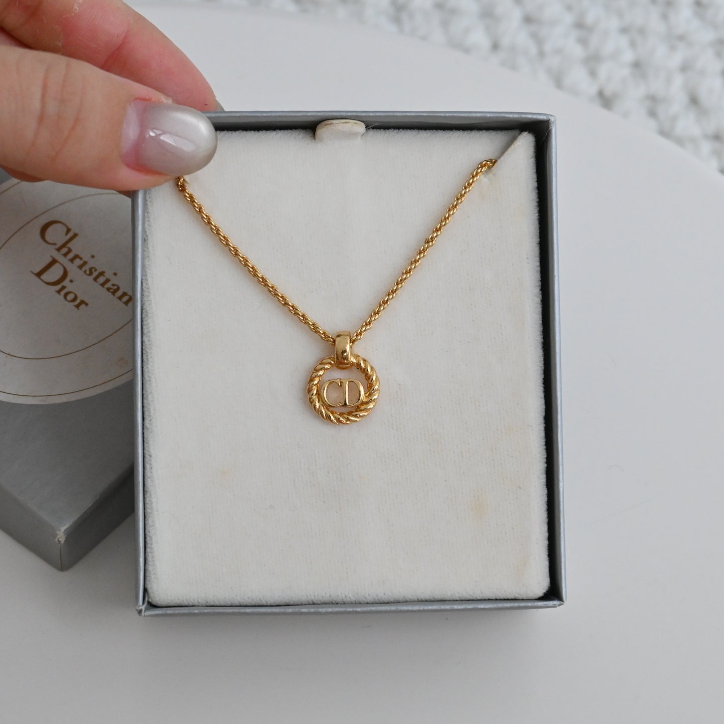 Christian Dior CD Circle Gold Plated Vintage Necklace