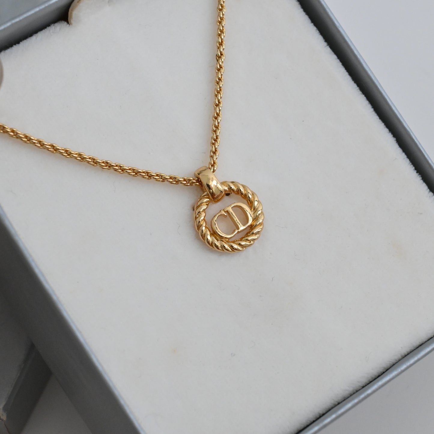 Christian Dior CD Circle Gold Plated Vintage Necklace