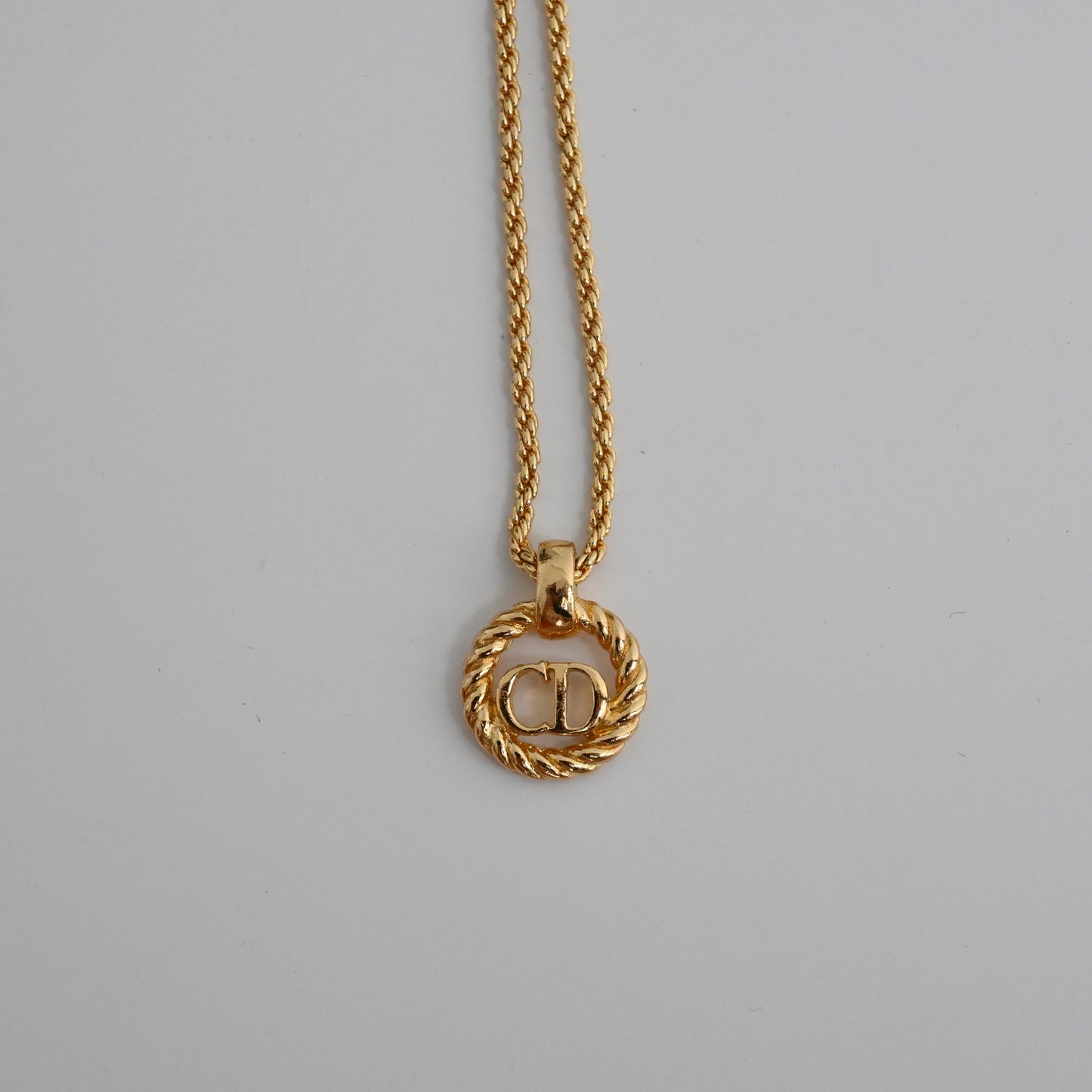 Christian Dior CD Circle Gold Plated Vintage Necklace