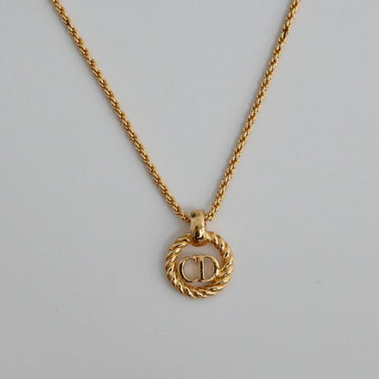 Christian Dior CD Circle Gold Plated Vintage Necklace