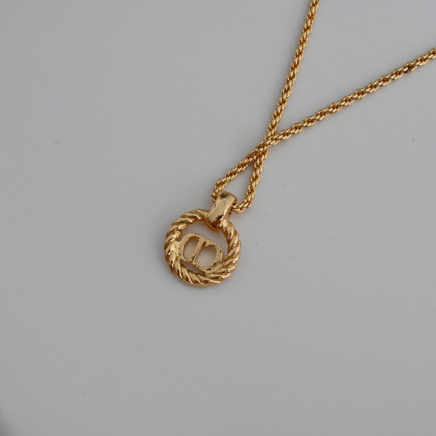 Christian Dior CD Circle Gold Plated Vintage Necklace