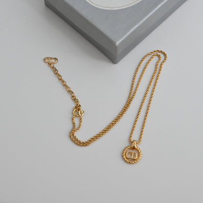 Christian Dior CD Circle Gold Plated Vintage Necklace