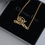 Christian Dior Graffiti  Gold-Tone Pendant Necklace