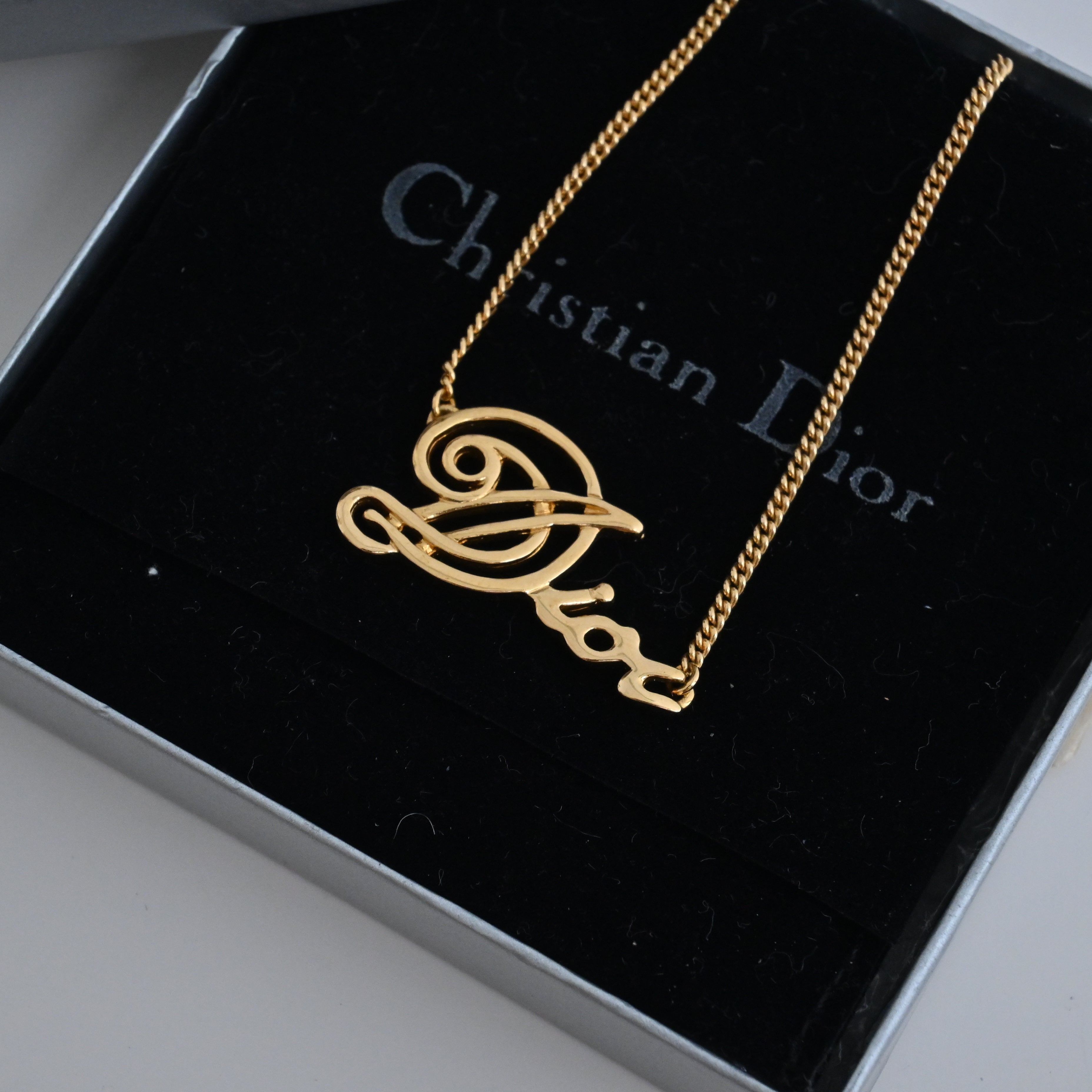 Christian Dior Graffiti  Gold-Tone Pendant Necklace