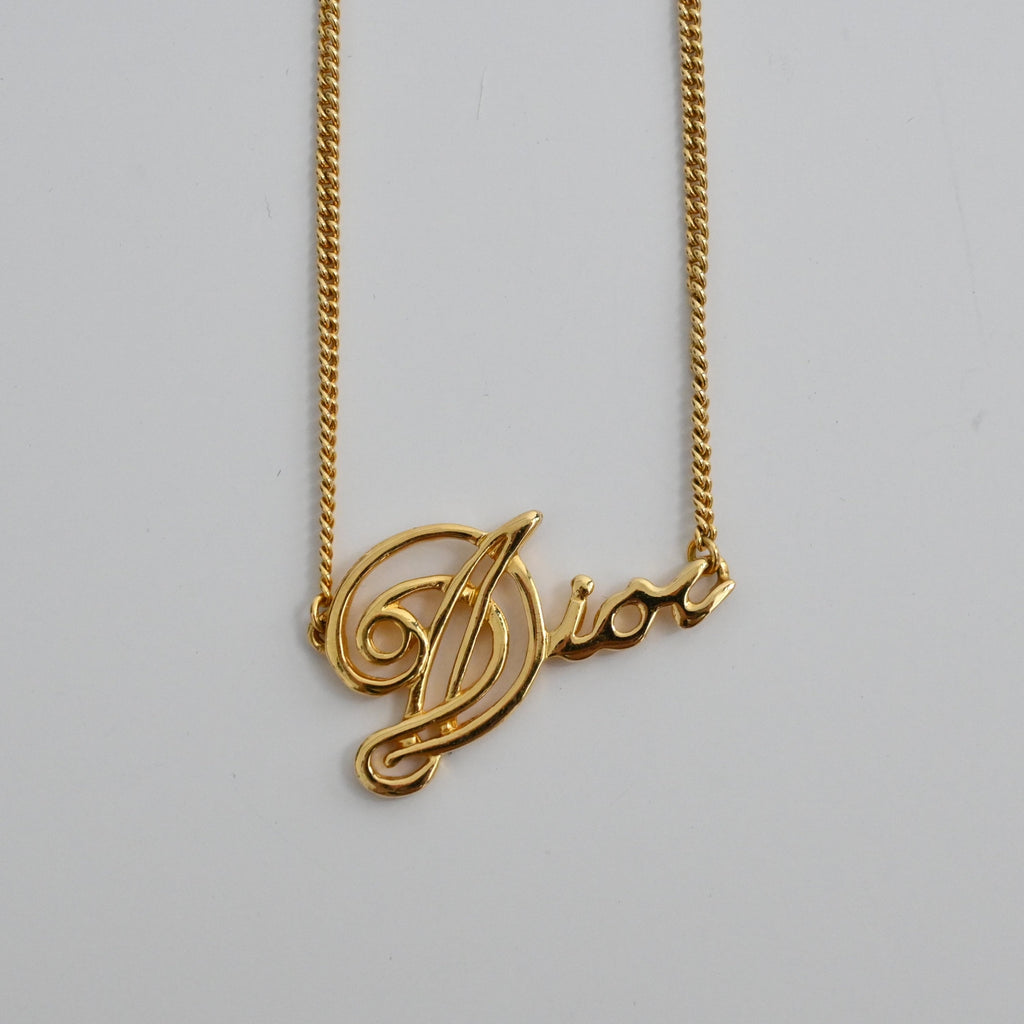 Christian Dior Graffiti  Gold-Tone Pendant Necklace