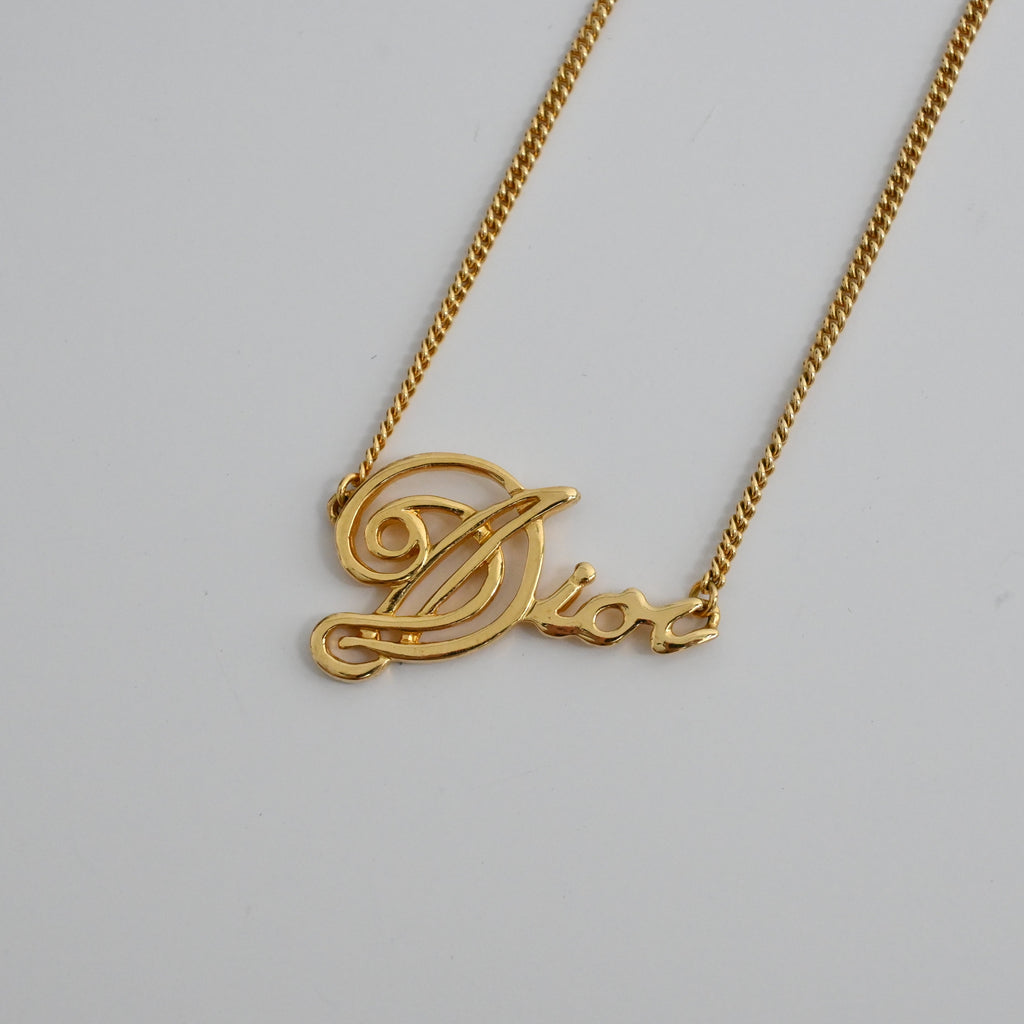 Christian Dior Graffiti  Gold-Tone Pendant Necklace