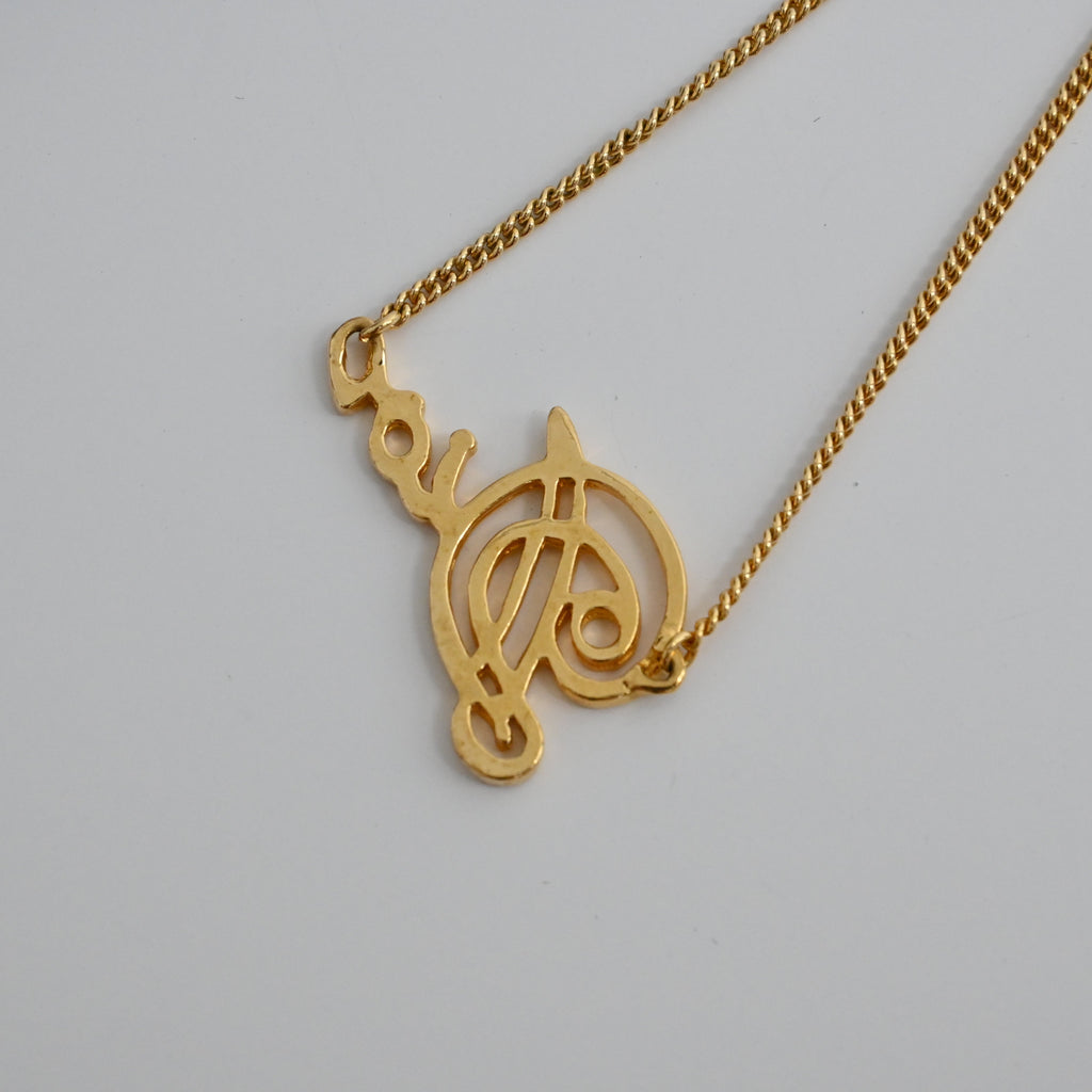 Christian Dior Graffiti  Gold-Tone Pendant Necklace
