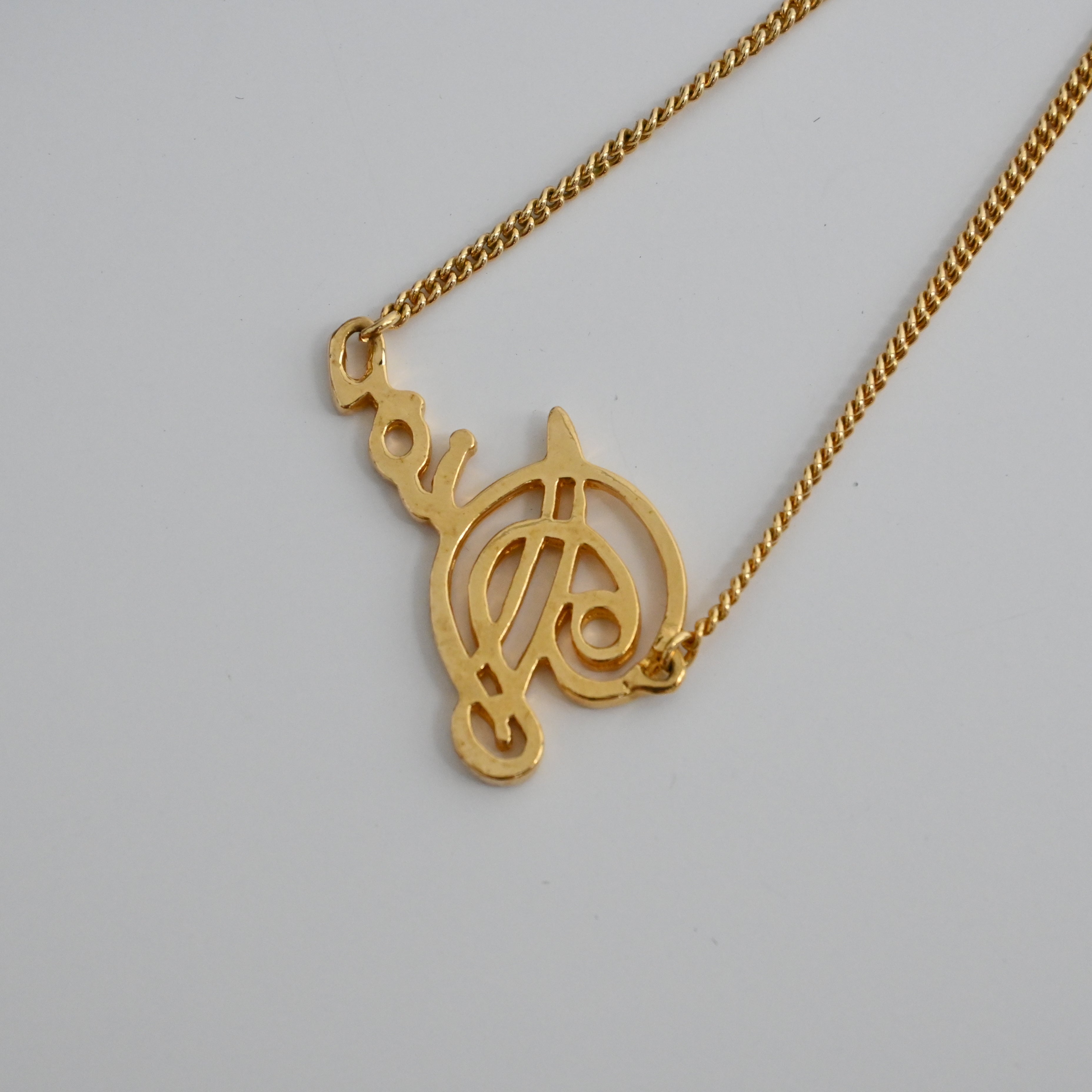 Christian Dior Graffiti  Gold-Tone Pendant Necklace