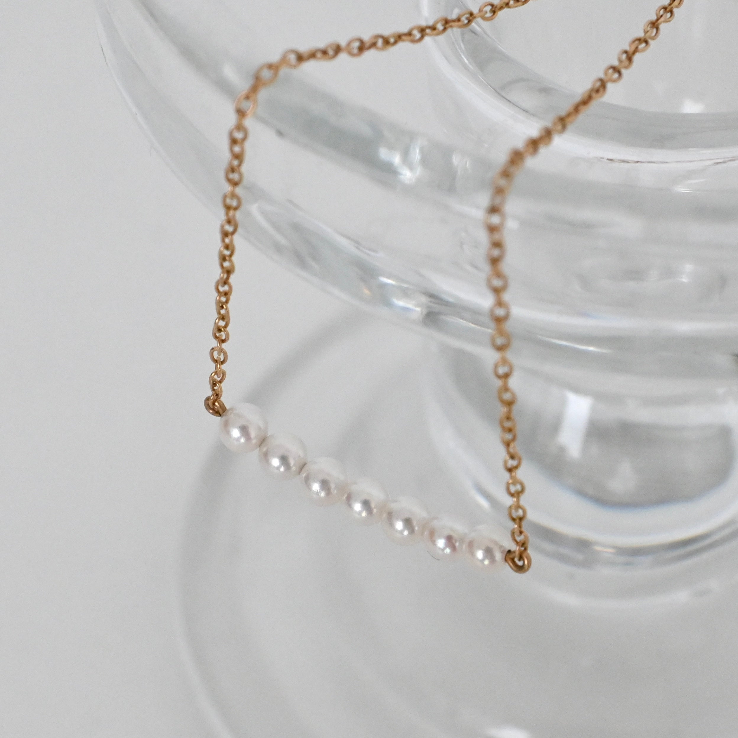Mikimoto 14K Yellow Gold Akoya Pearl Smile Chocker Necklace