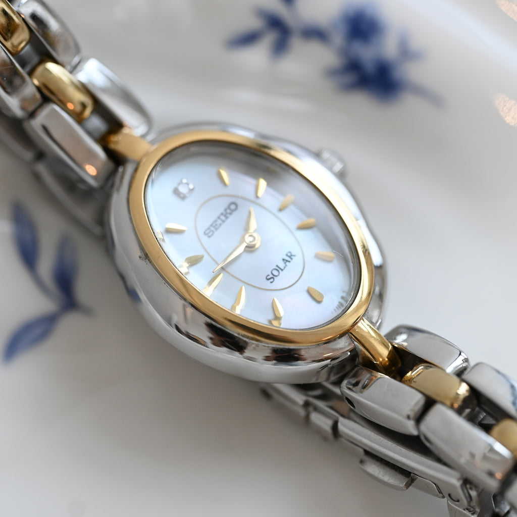 Seiko V110-0AG0 Solar Shell Dial Ladies Watch - Leluxe Vintage Sdn. Bhd.