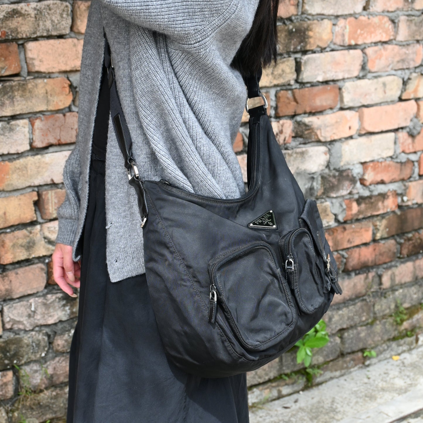 Prada Tessuto Nylon Shoulder bag Black