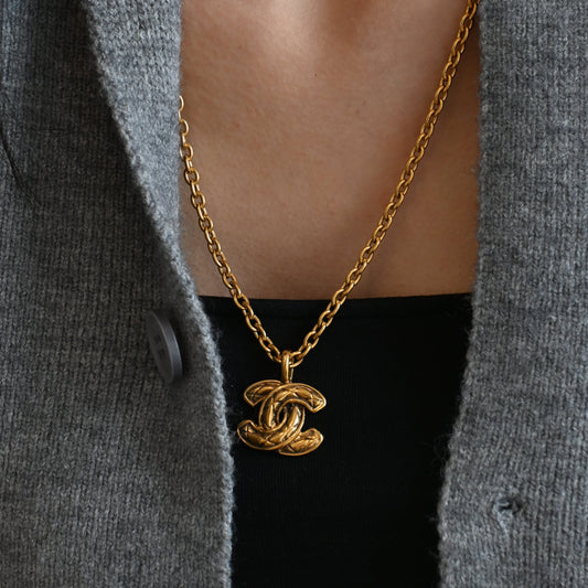 Chanel Coco Mark Matelasse CC Necklace