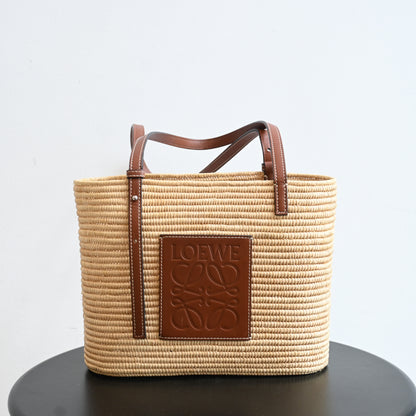 Loewe Anagram Small Square Basket Bag in Raffia