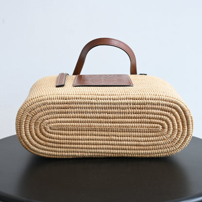 Loewe Anagram Small Square Basket Bag in Raffia