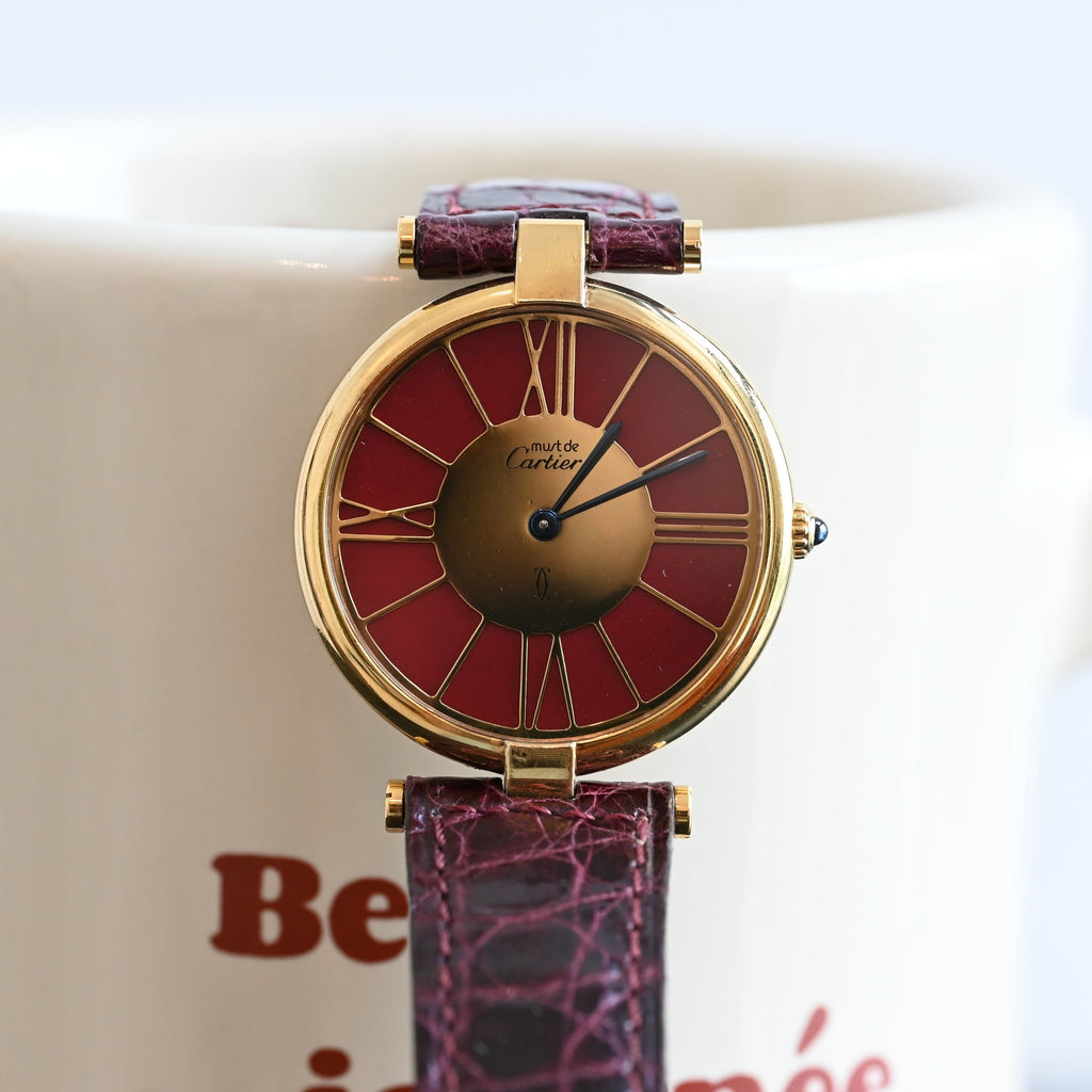 Cartier Vendome  Burgundy dial 17087867 - Leluxe Vintage Sdn. Bhd.