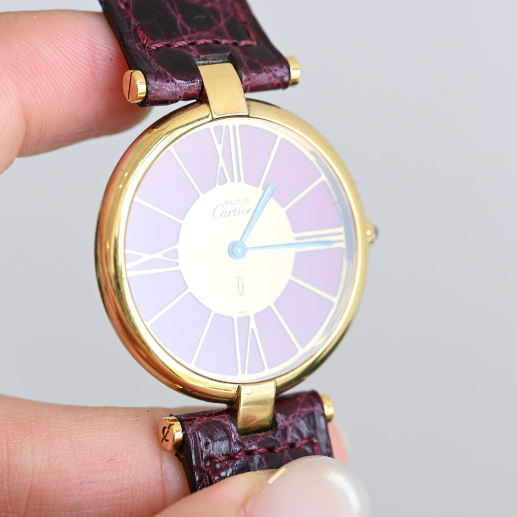 Cartier Vendome  Burgundy dial 17087867 - Leluxe Vintage Sdn. Bhd.