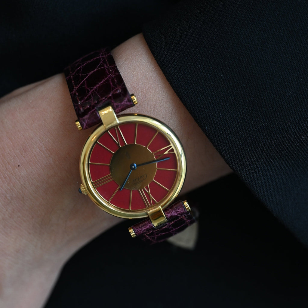 Cartier Vendome  Burgundy dial 17087867 - Leluxe Vintage Sdn. Bhd.