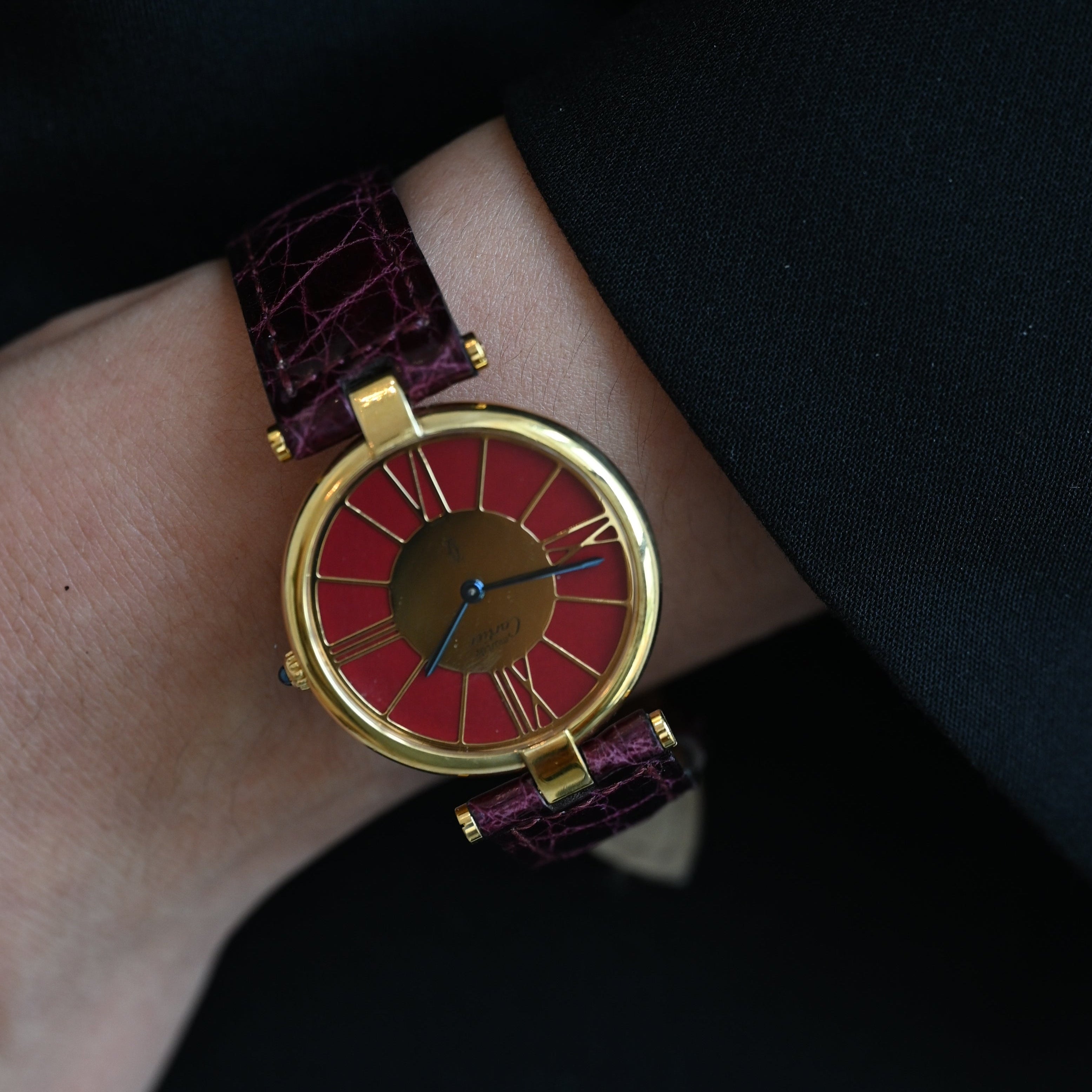 Cartier Vendome  Burgundy dial 17087867 - Leluxe Vintage Sdn. Bhd.