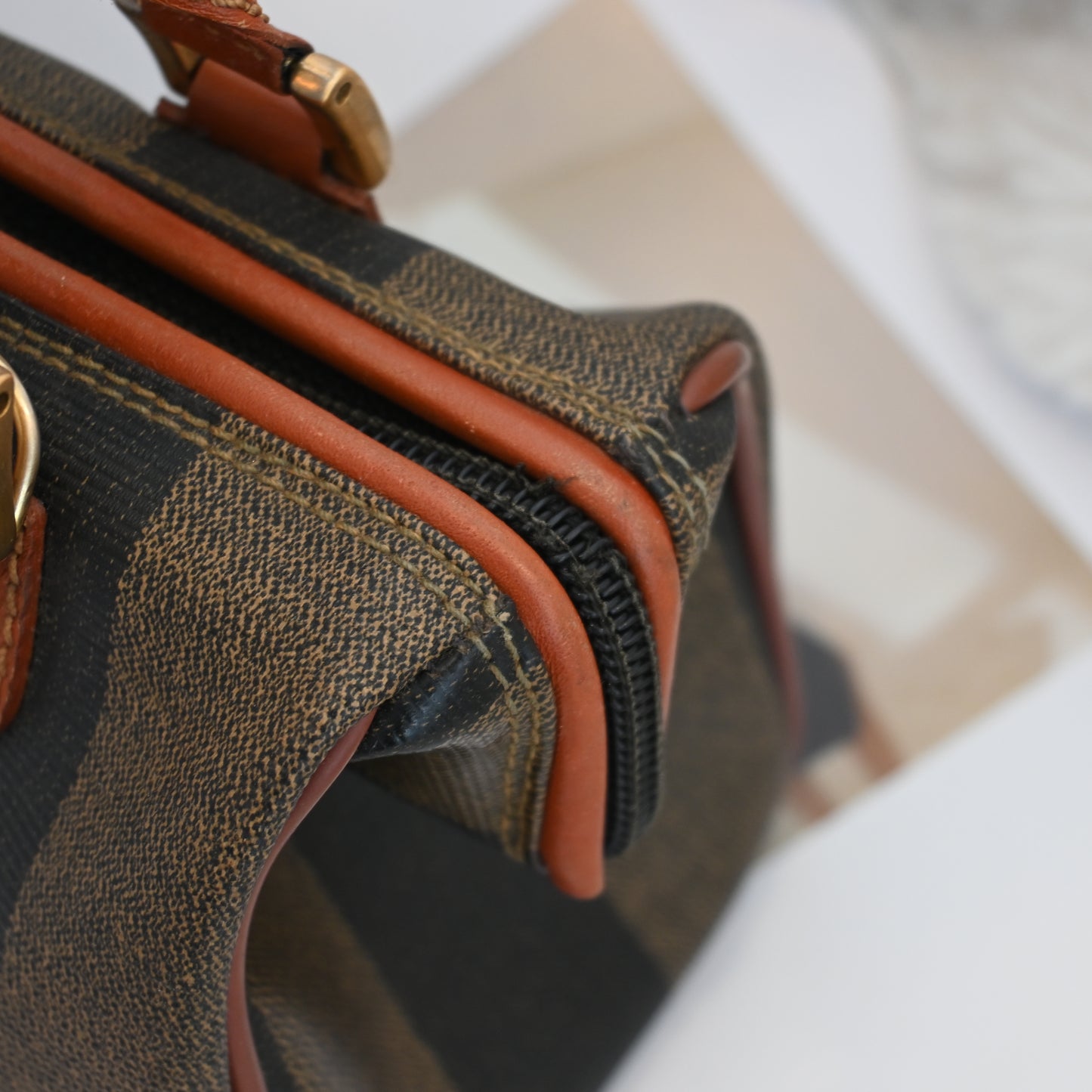 Fendi Pequin Handbag Mini Boston