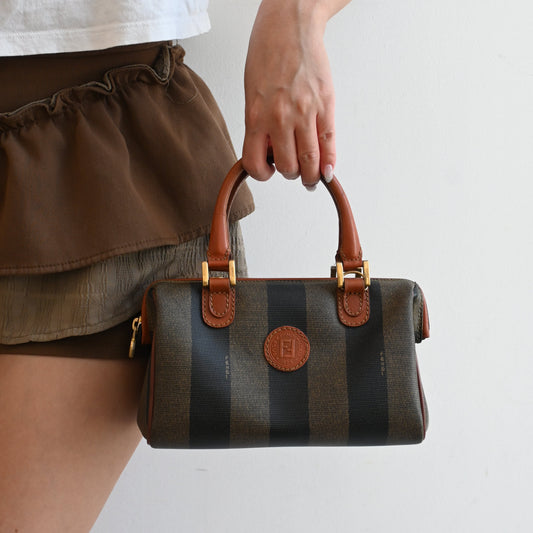 Fendi Pequin Handbag Mini Boston - Leluxe Vintage Sdn. Bhd.