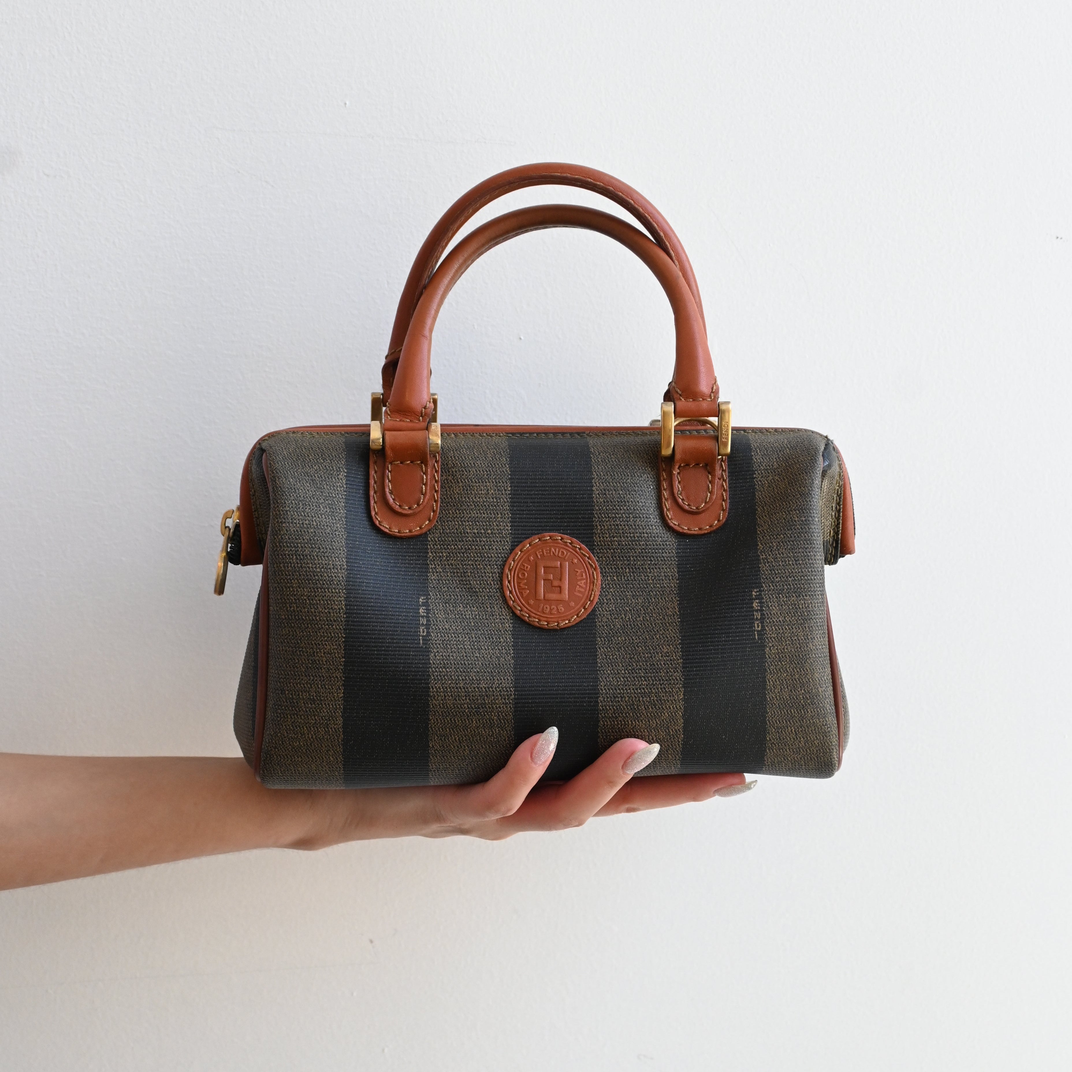 Fendi Pequin Handbag Mini Boston - Leluxe Vintage Sdn. Bhd.